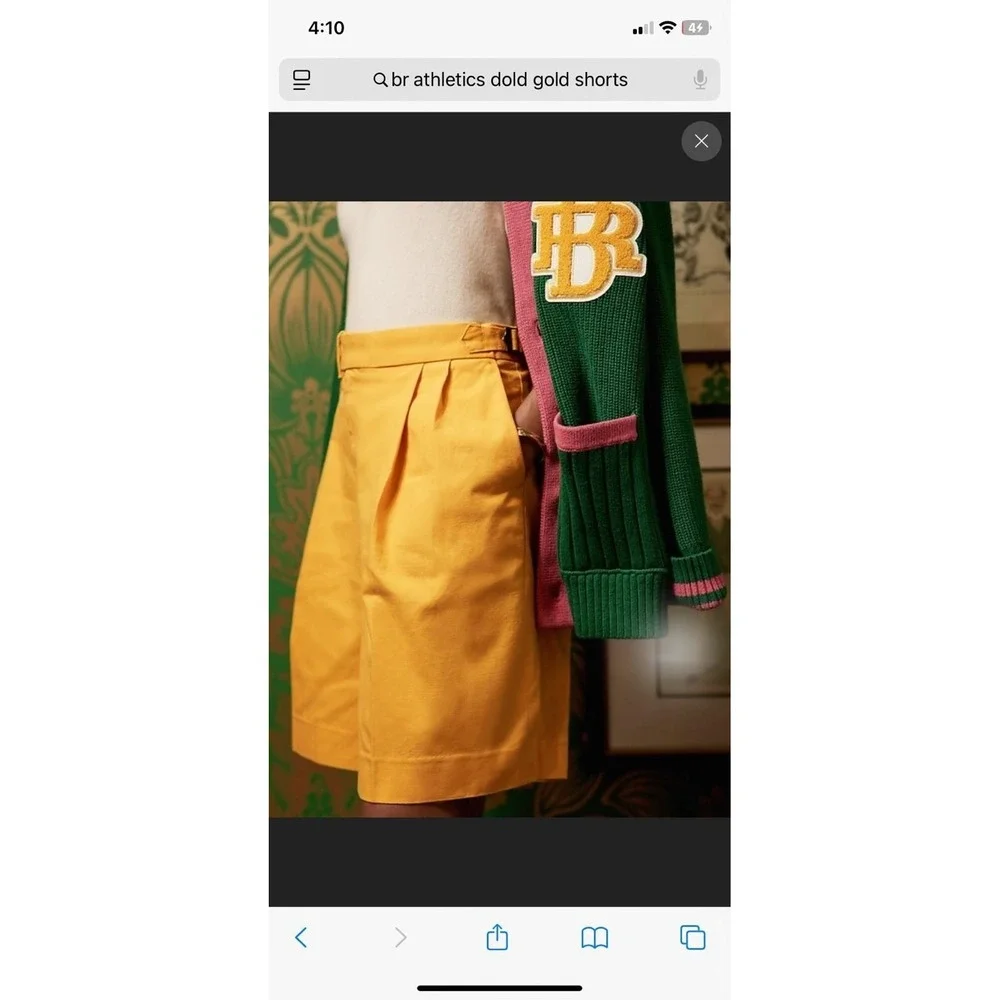 Banana Republic Mens 34 Athletics Shorts Yellow Pleated Bermuda Chino NWT